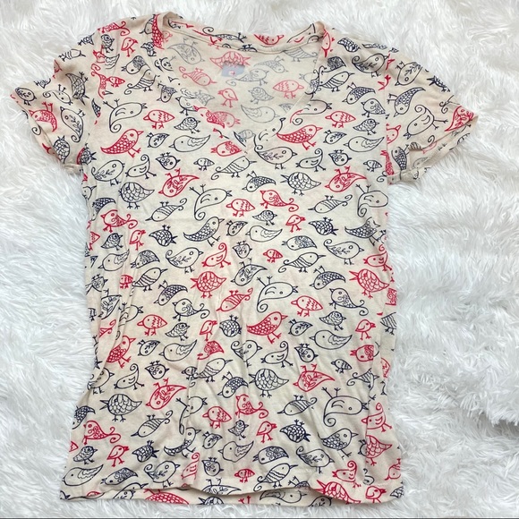 BDG. Cream & Red Bird Cartoon Sketch Graphic T-Shirt Tee - Picture 5 of 9